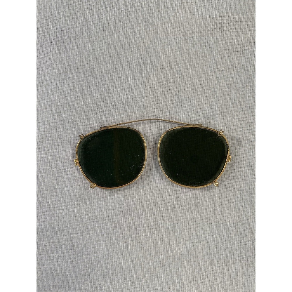 Vintage Mid Century Modern Clip On Sunglasses With Geometric Design Has Wear
